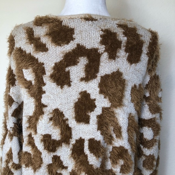 UNIQ Mocha Leopard Print Long Fluffy Textured Cardigan Size: S/M - Picture 13 of 16